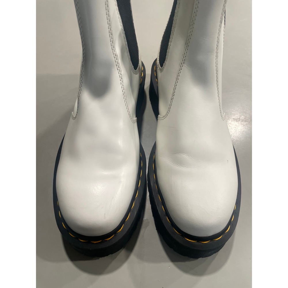 Dr. Martens 2976 Quad White Leather Platform Chelsea Boots Mens 9 Womens 10 - Picture 2 of 9